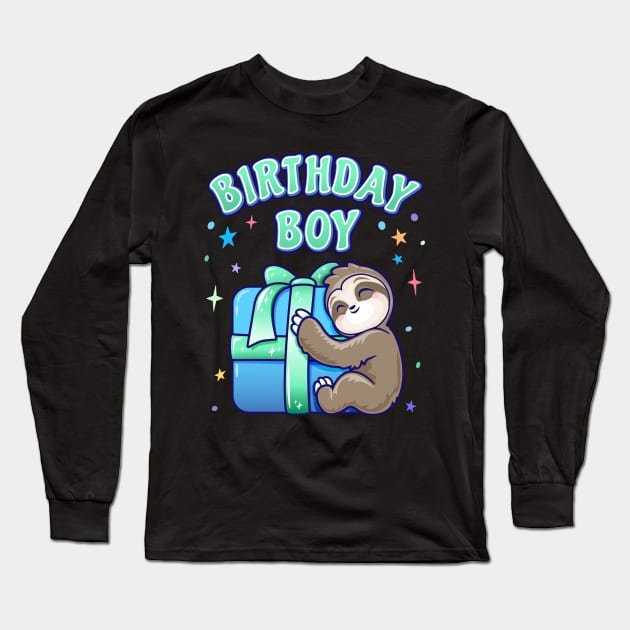 Birthday Boy Sloth Theme Long Sleeve T-Shirt by PnJ